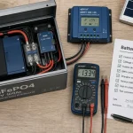 Batterie van aménagé LiFePO4 et câbles, contrôleur solaire