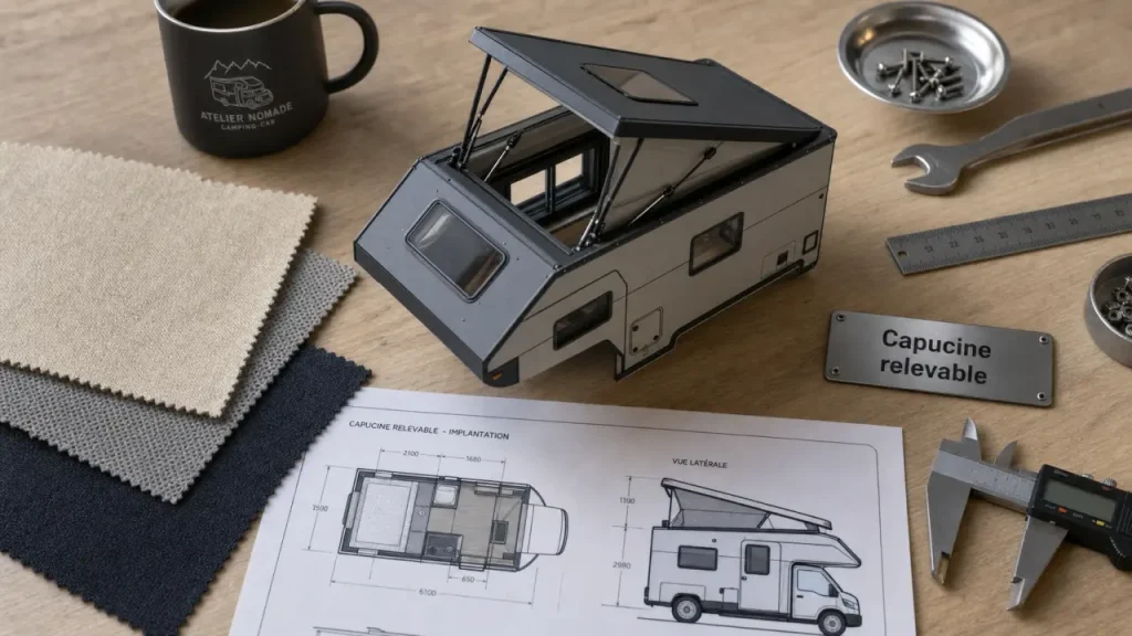 Capucine pour camion relevable, maquette