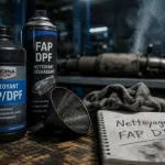 Nettoyage FAP DPF sans démontage : flacon, suie, fumées