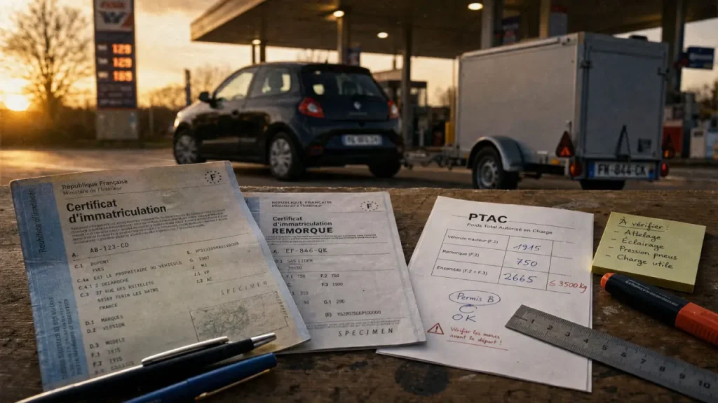Permis e remorque : seuil PTAC à passer pour tracter une remorque