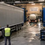 Centre européen poids lourds : technicien inspecte une semi-remorque à l’atelier de Carbon Blanc