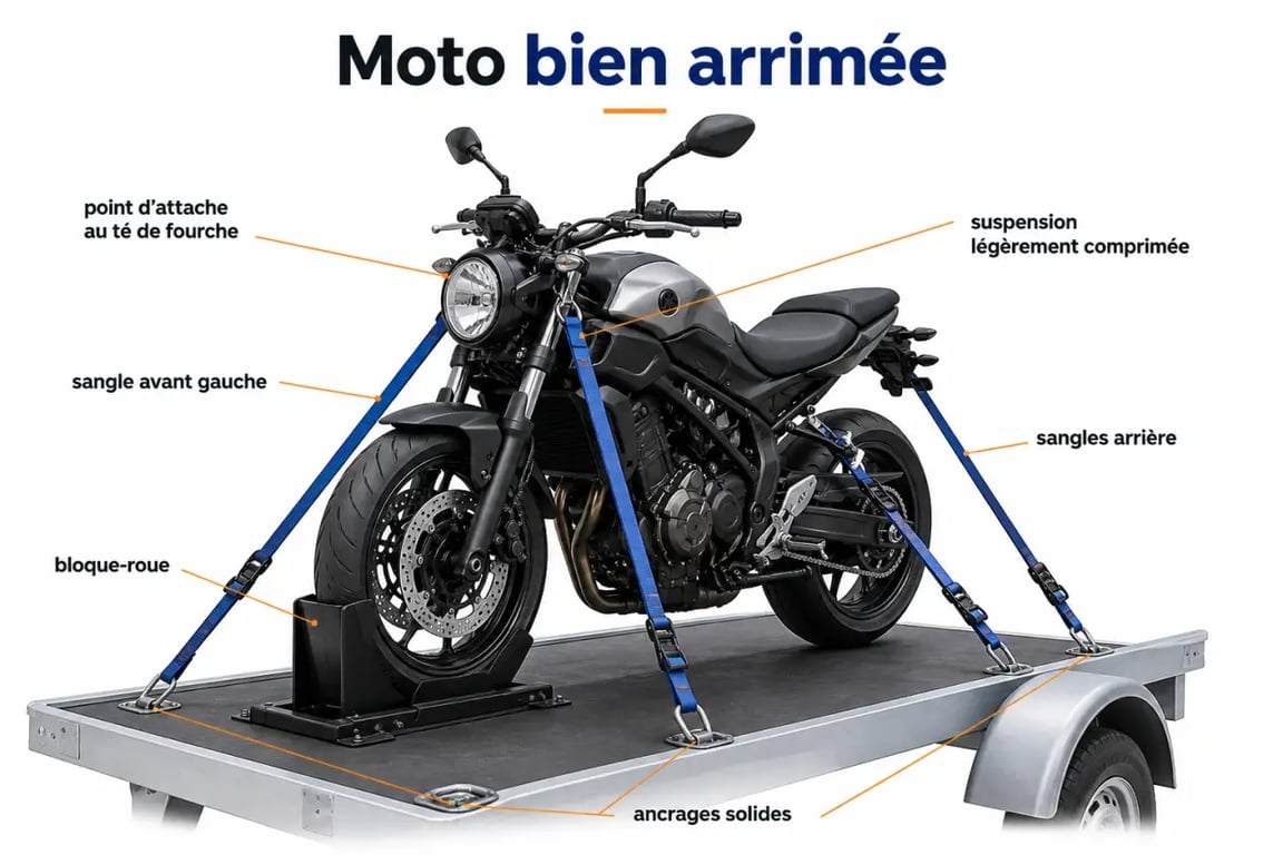 Comment bien préparer sa moto pour un déménagement longue distance : schéma d’arrimage de la moto