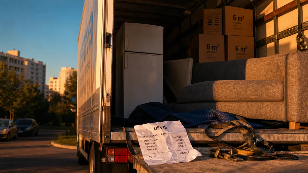Location camion déménagement avec hayon relevé, volume 6 m³