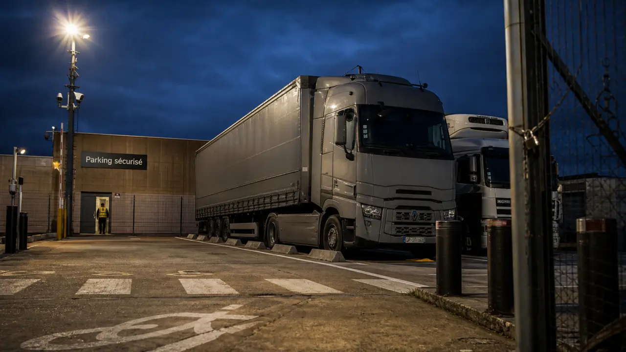 parking poids lourds securise sausheim : 58 places, accès A36, clôture et vidéosurveillance