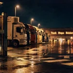 Parking poids lourds truck étape Béziers, centre routier, camions et services routiers