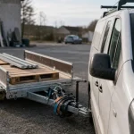 Remorques plateaux avec PTAC et charge utile, essieux et sangles d’arrimage
