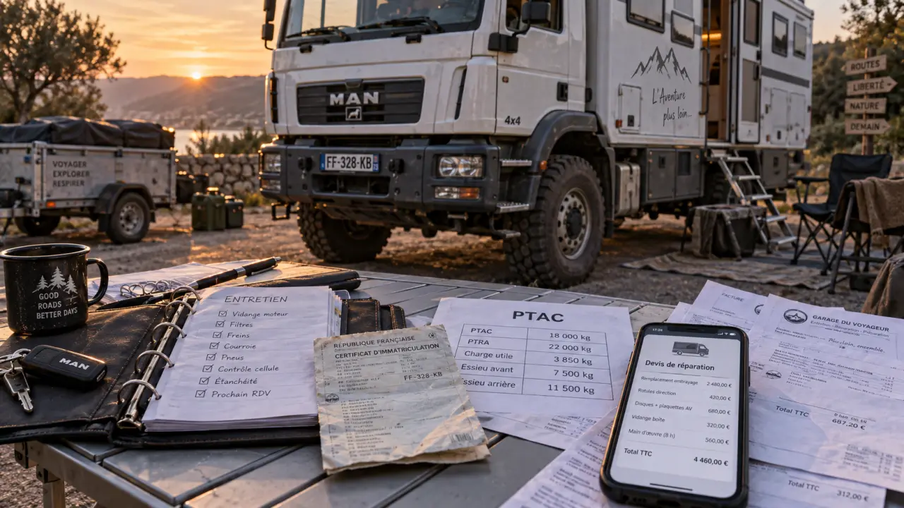 Camping car poids lourds occasion : PTAC et permis visibles