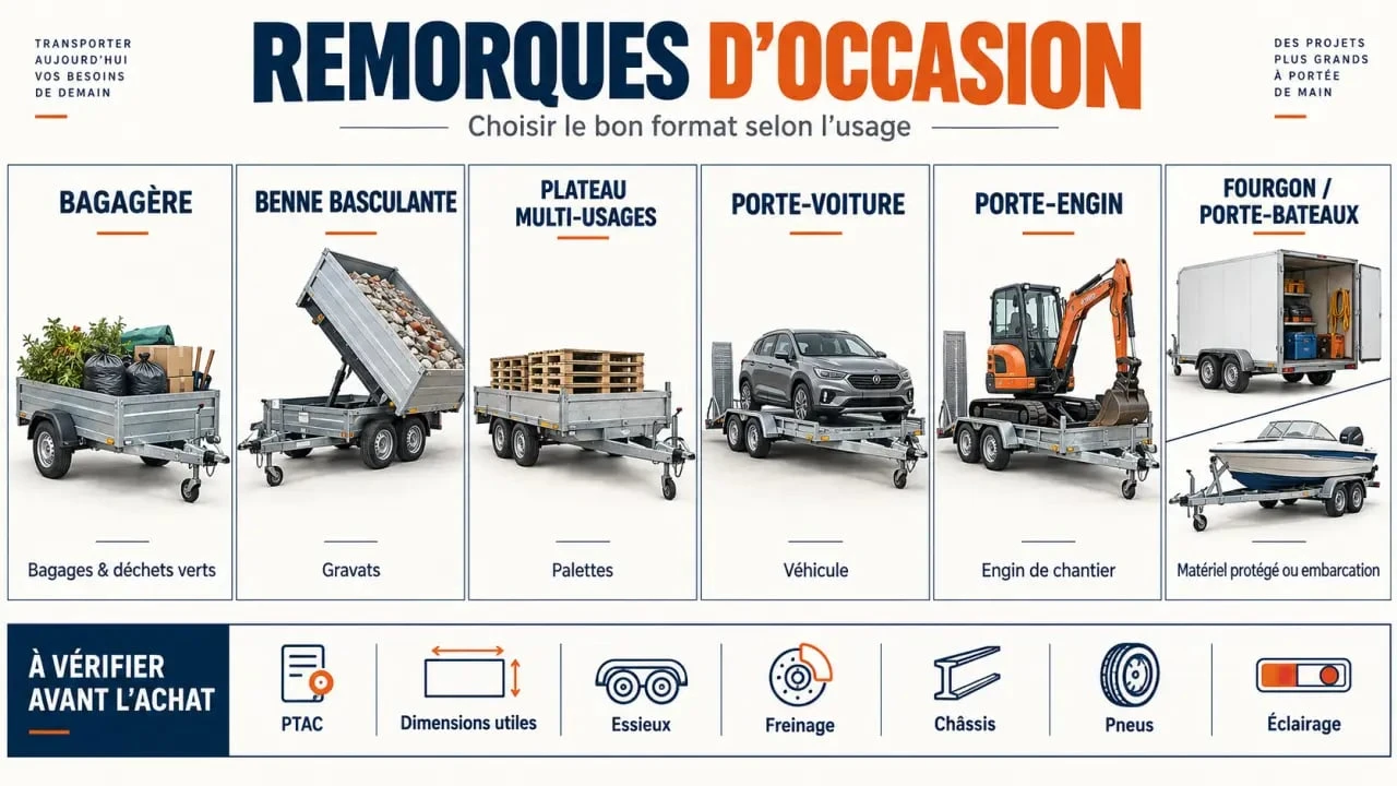 Remorques d’occasion : types de remorques et critères de vérification avant achat