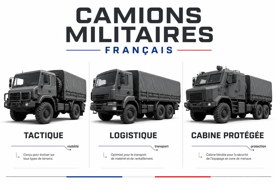 camions militaires francais : typologie tactique, logistique et protégée