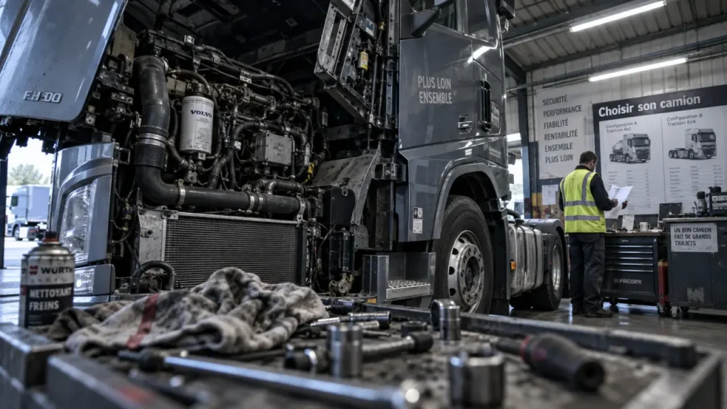 Marque de camions : conducteur compare l’entretien en atelier, choix de camion longue distance/chantier/distribution