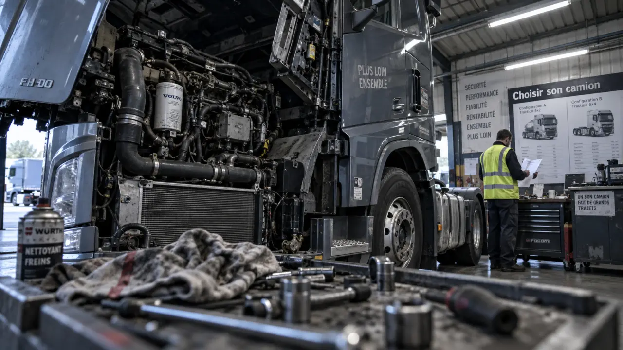 Marque de camions : conducteur compare l’entretien en atelier, choix de camion longue distance/chantier/distribution