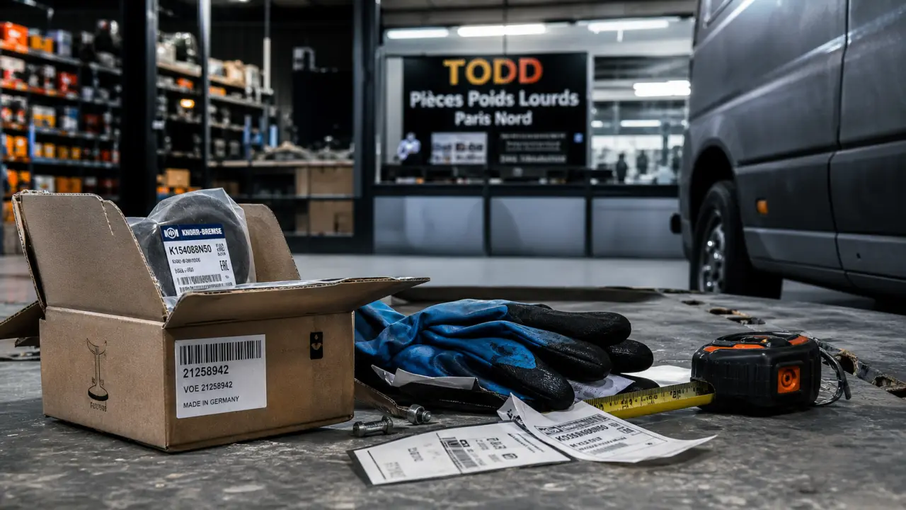 mp truck - todd pièces poids lourds paris nord à Fosses : caisse de pièces en vitrine