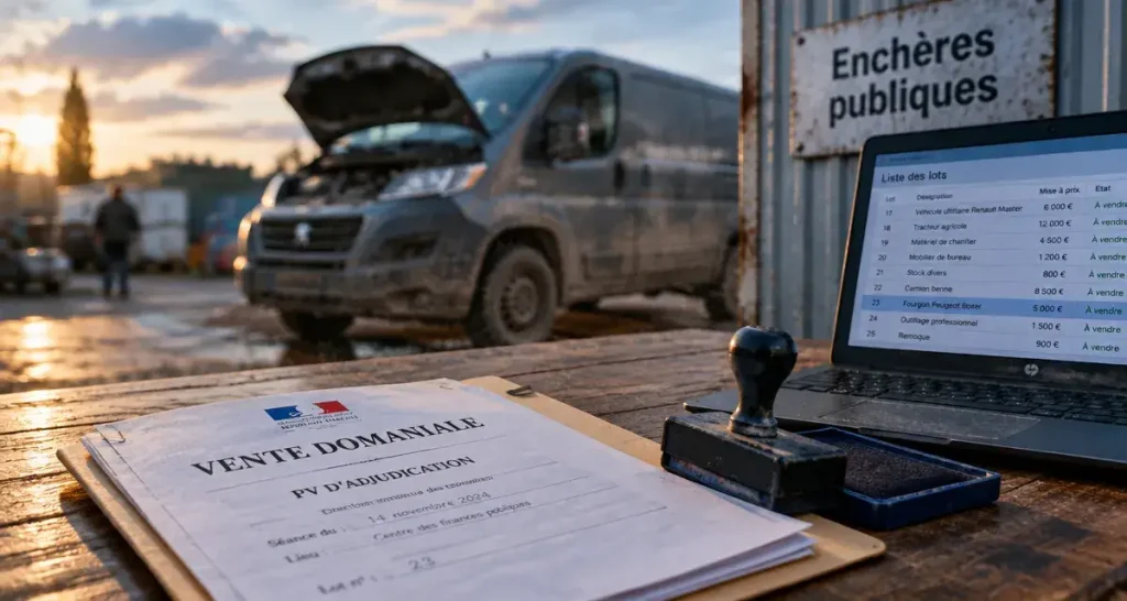 Vente utilitaire domaine public pour particulier : dossier enchères et fourgon