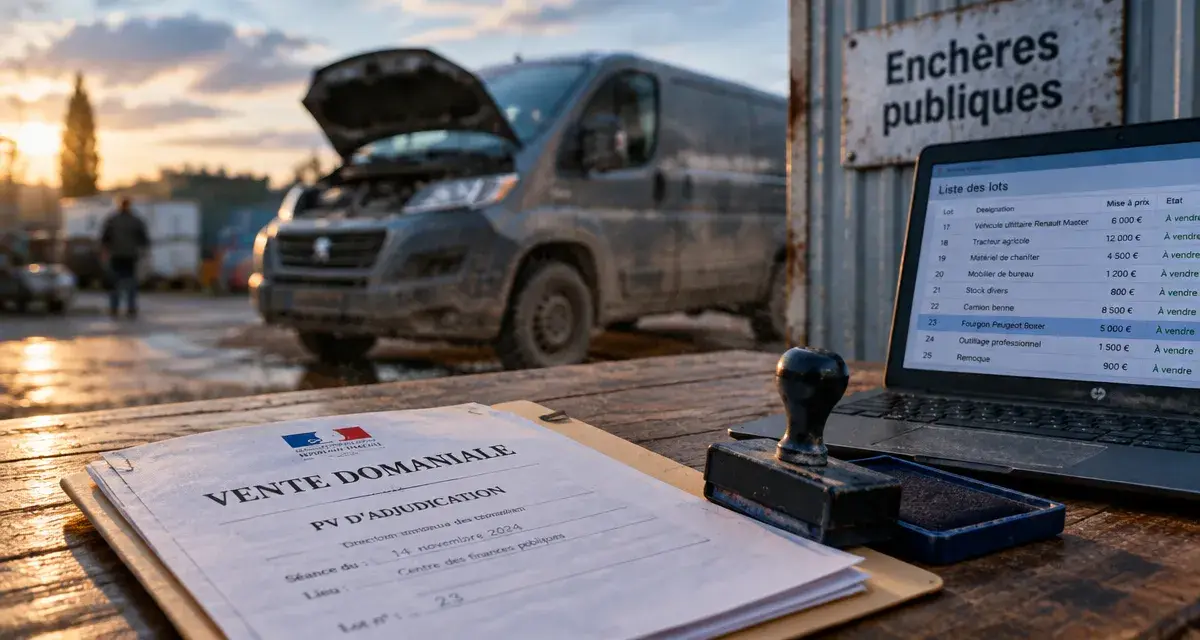 Vente utilitaire domaine public pour particulier : dossier enchères et fourgon