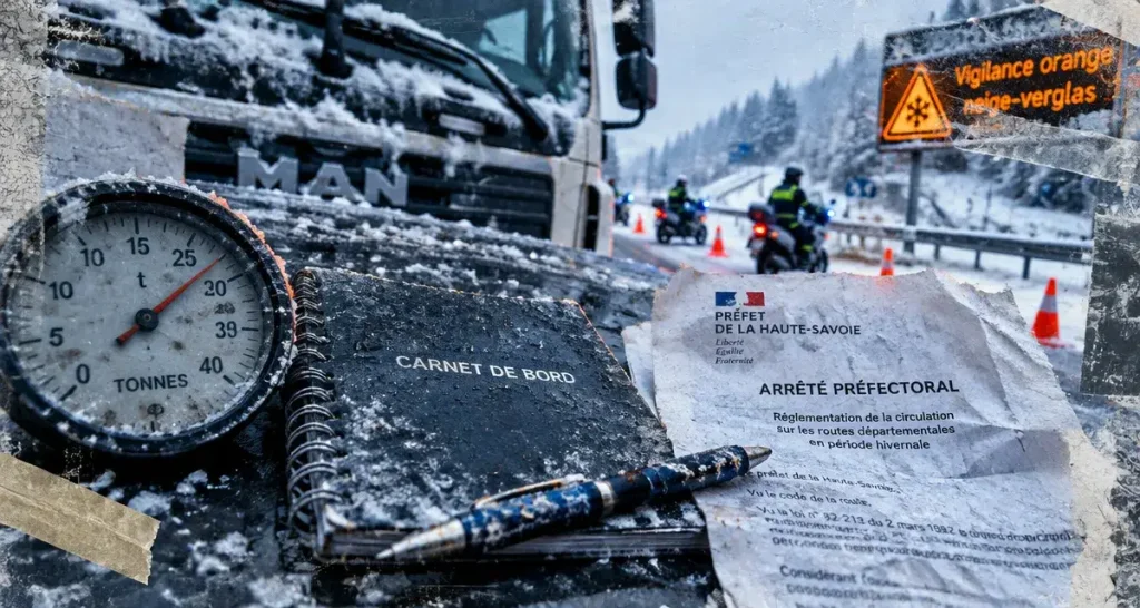Interdiction poids lourds 7 janvier 2026 : 3,5 t ou 7,5 t, contrôle sur route enneigée.