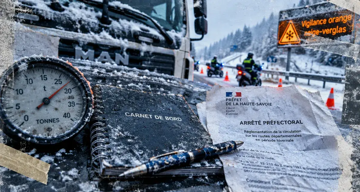 Interdiction poids lourds 7 janvier 2026 : 3,5 t ou 7,5 t, contrôle sur route enneigée.