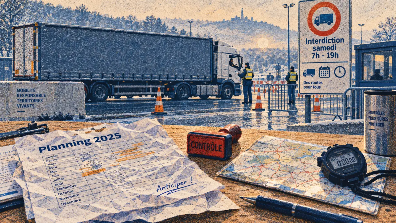 Interdiction de rouler poids lourds 2025 : samedis et exceptions par itinéraire