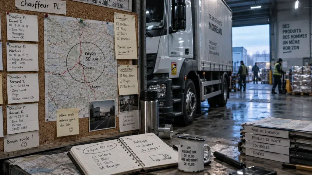 Offres d'emplois chauffeur poids lourds : carte d’itinéraire et camion
