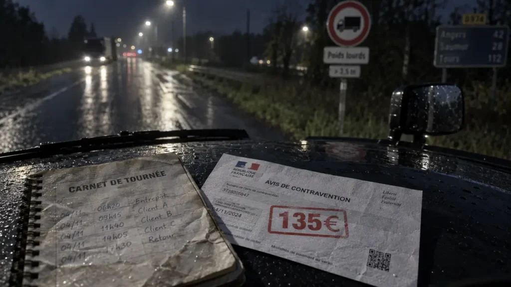 Prix amende interdiction poids lourds : 135 € sur avis de contravention